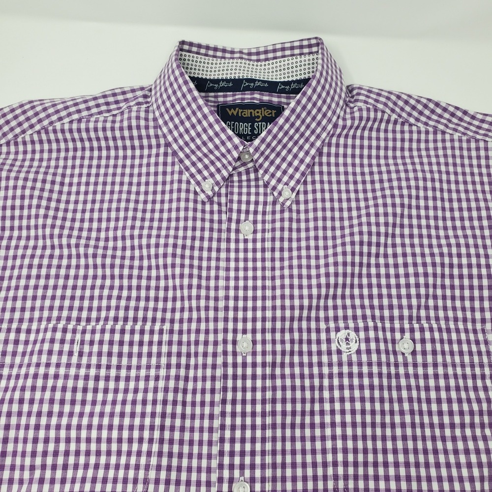 Wrangler Shirt Mens 2XL MGSP656 George Strait Purple Gingham Button-Down Check